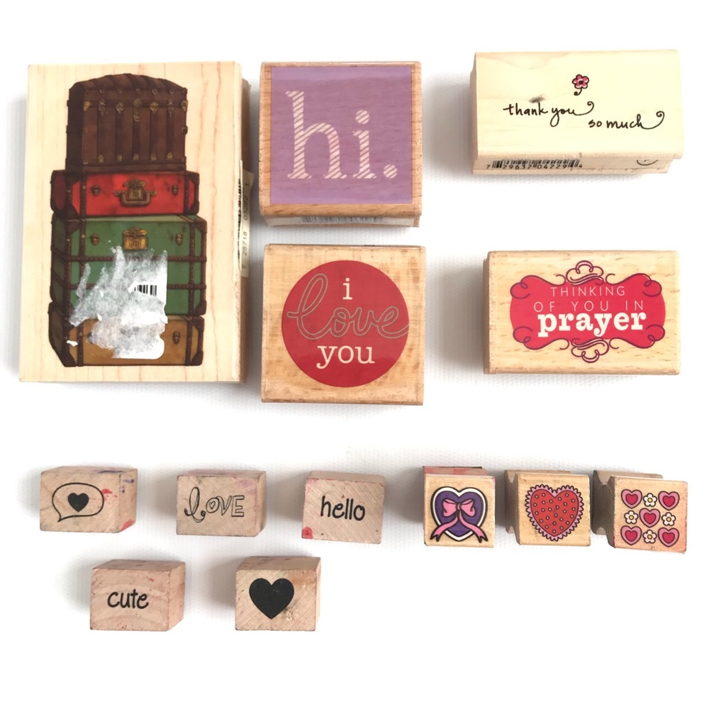 Rubber stamps Hi Thinking Love Thank You Luggage A